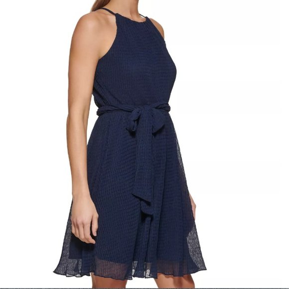 DKNY Navy Blue Petite Halter Mini Dress  8P - Picture 1 of 8